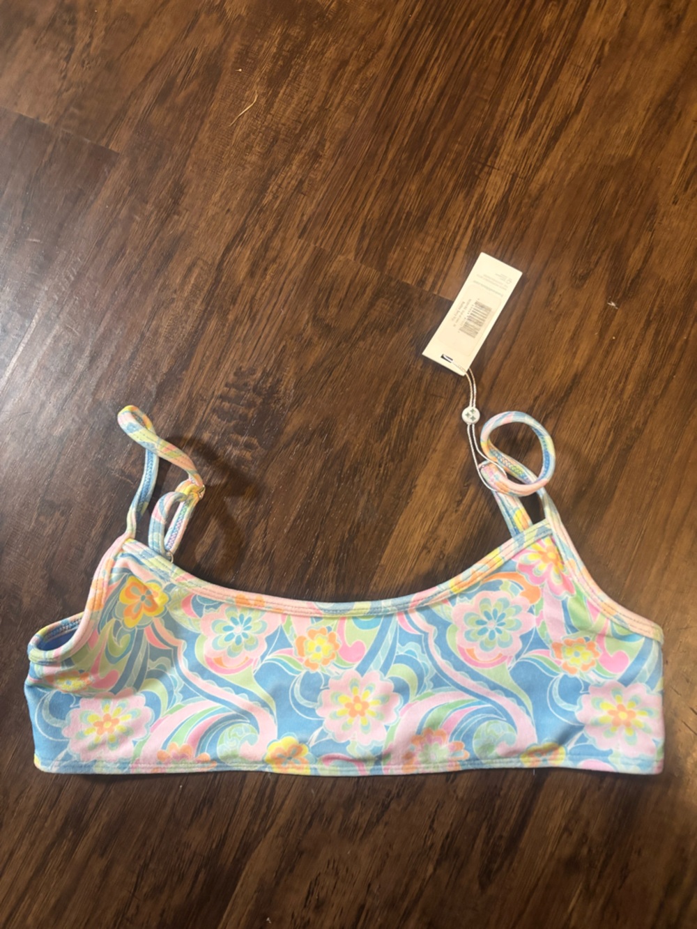 Frankie's Bikinis Pastel Floral Girls' Bikini Top - Blue/Pink/Yellow